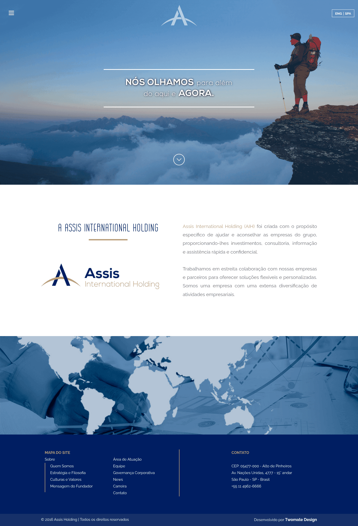 Página inicial completa do site da Assis International Holding