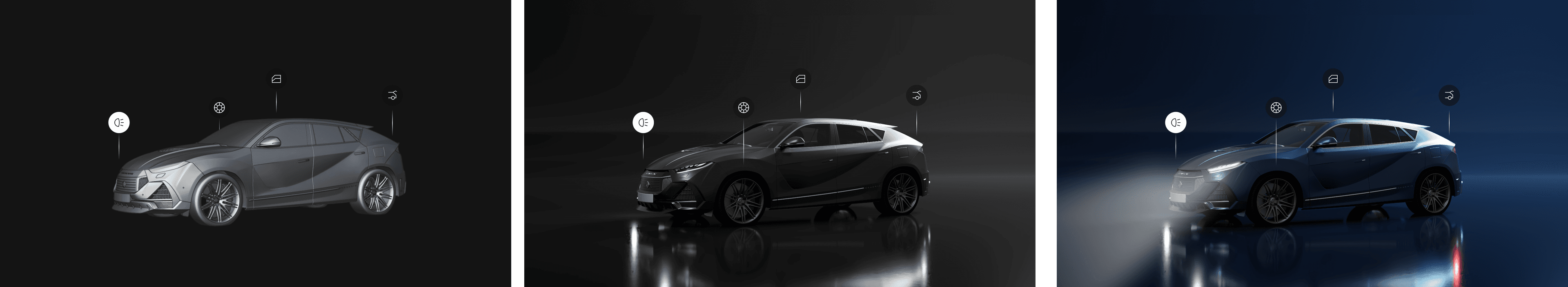 Etapas da modelagem 3D do carro no Blender