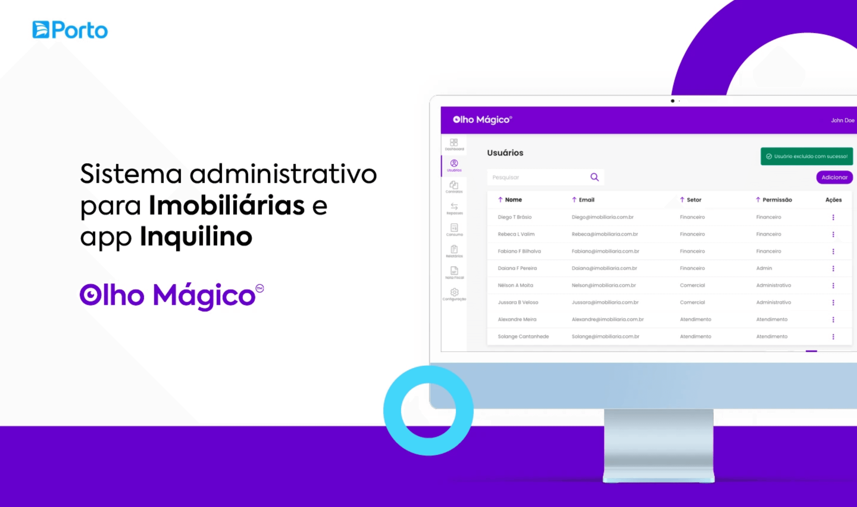 Olho Mágico, sistema administrativo para imobiliárias e app para inquilino